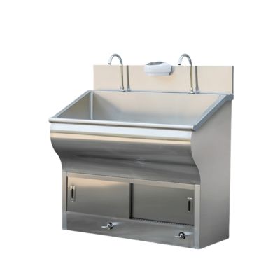 Stainless Steel Wall Mounted Scrub Sink NSF Certified Hospital Scrub Sinks 24 Inch 2 Faucet Holes
